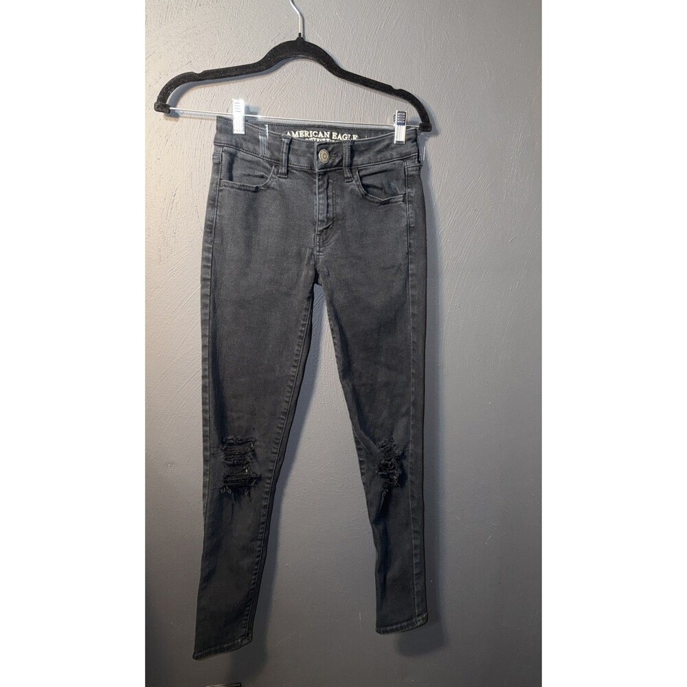 American Eagle Jegging Distressed Super Stretch Black Women Size 00